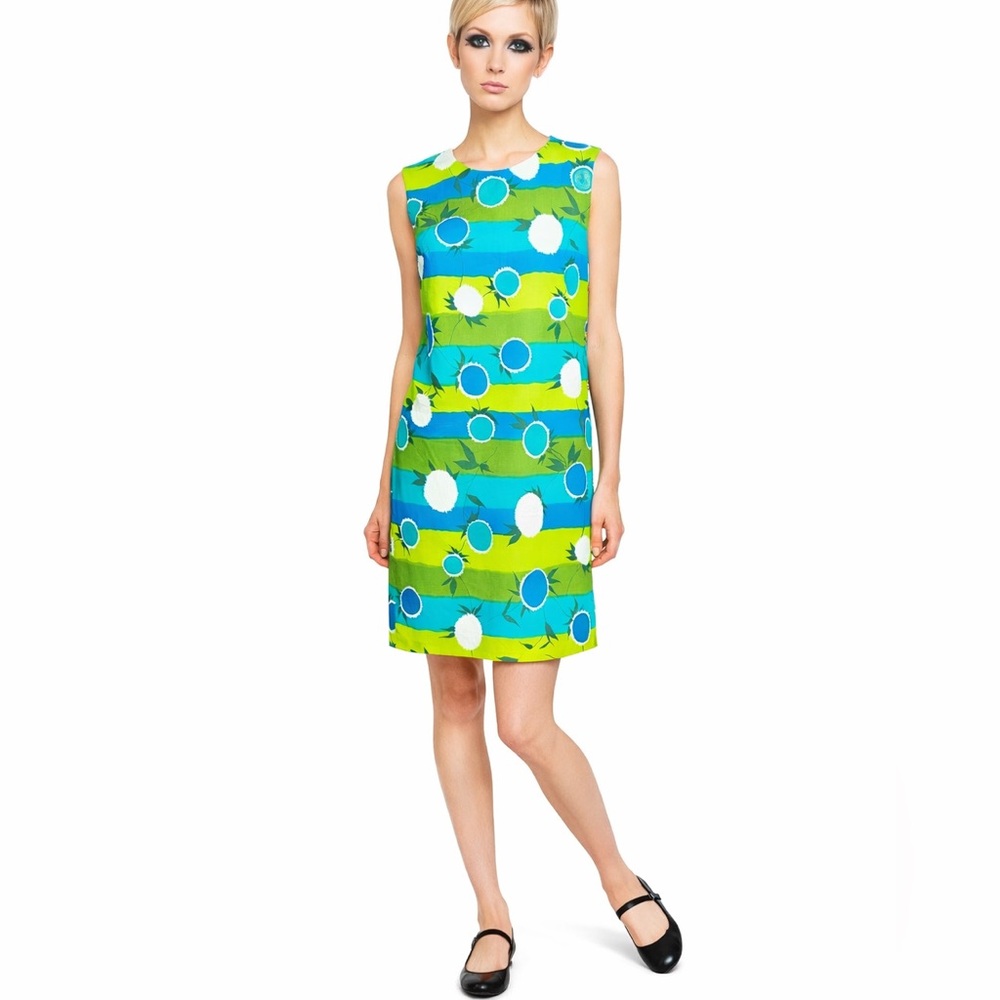 60's Princess Peggy Solartogs Shift Dress M Mod Side Buttons Vintage